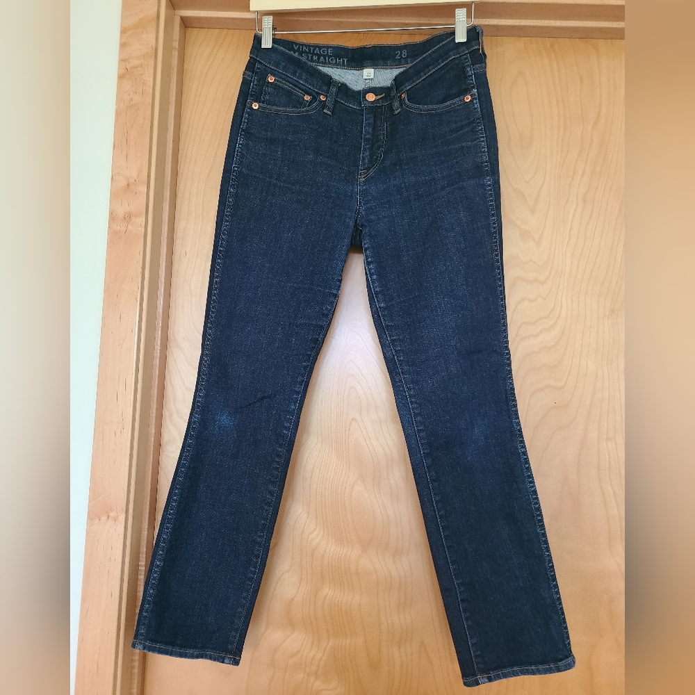 J.Crew Vintage Slim Straight Dark Wash Denim, Size 28